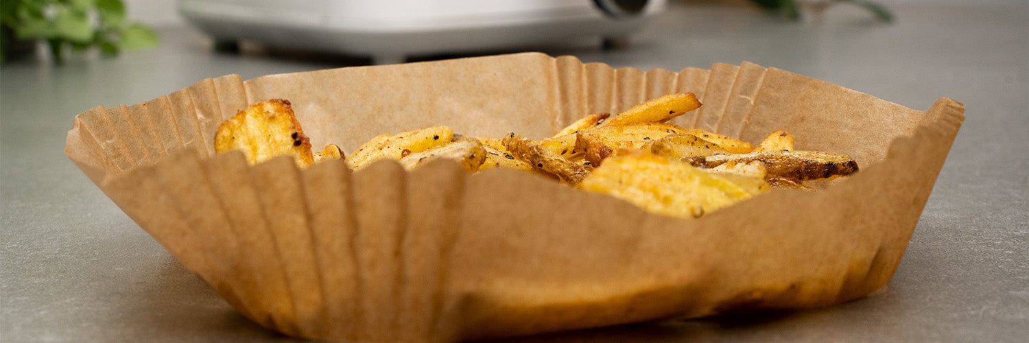 PAPIER DE CUISSON POUR FRITEUSE À AIR CHAUD 16X16 CM – 50 UNITÉS