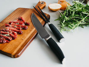ENSEMBLE DE COUTEAUX FOURCHETTE À VIANDE + TRANCHER - 4