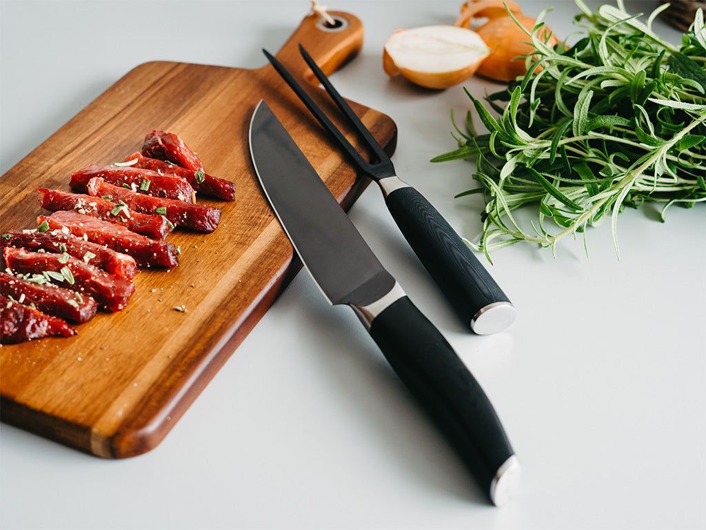 ENSEMBLE DE COUTEAUX FOURCHETTE À VIANDE + TRANCHER - 5